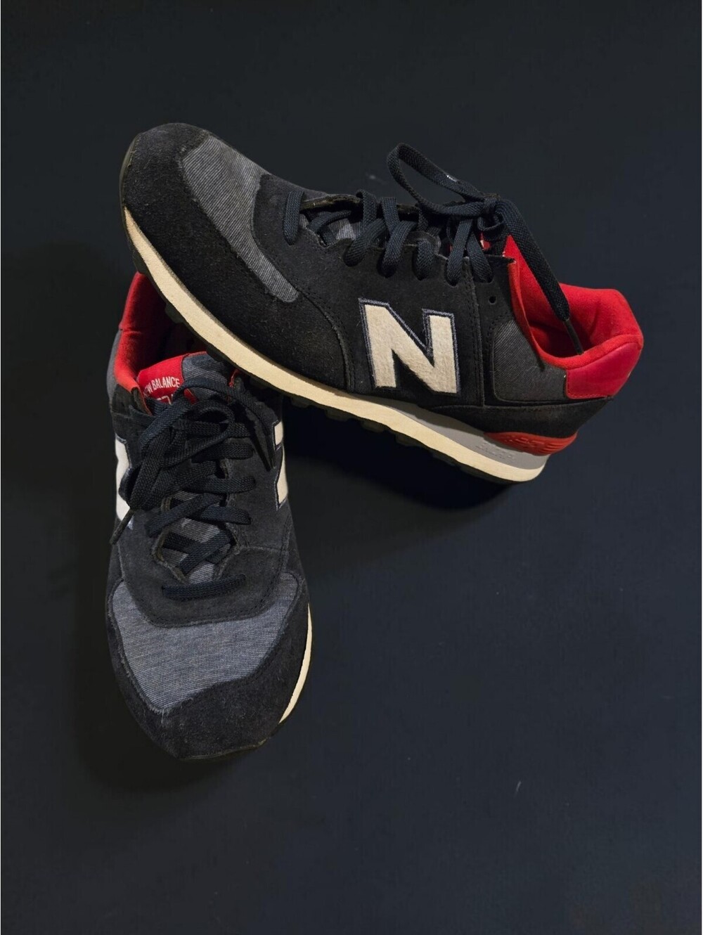 New Balance 574 ML574PNV Black Grey Red Men's Size 10.5 Classic Running Shoes